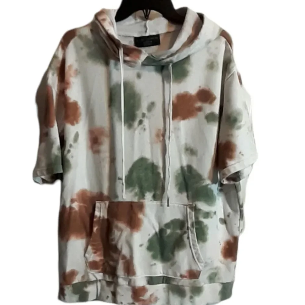 No Boundaries Men's Short Sleeve Hoodie Sweatshirt Size XL White with Green & Br - Picture 2 of 5